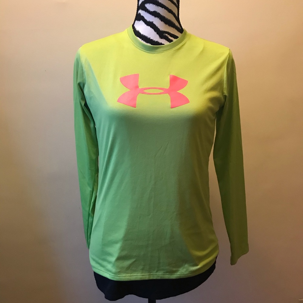 Under Armour green & pink long sleeve shirt size L